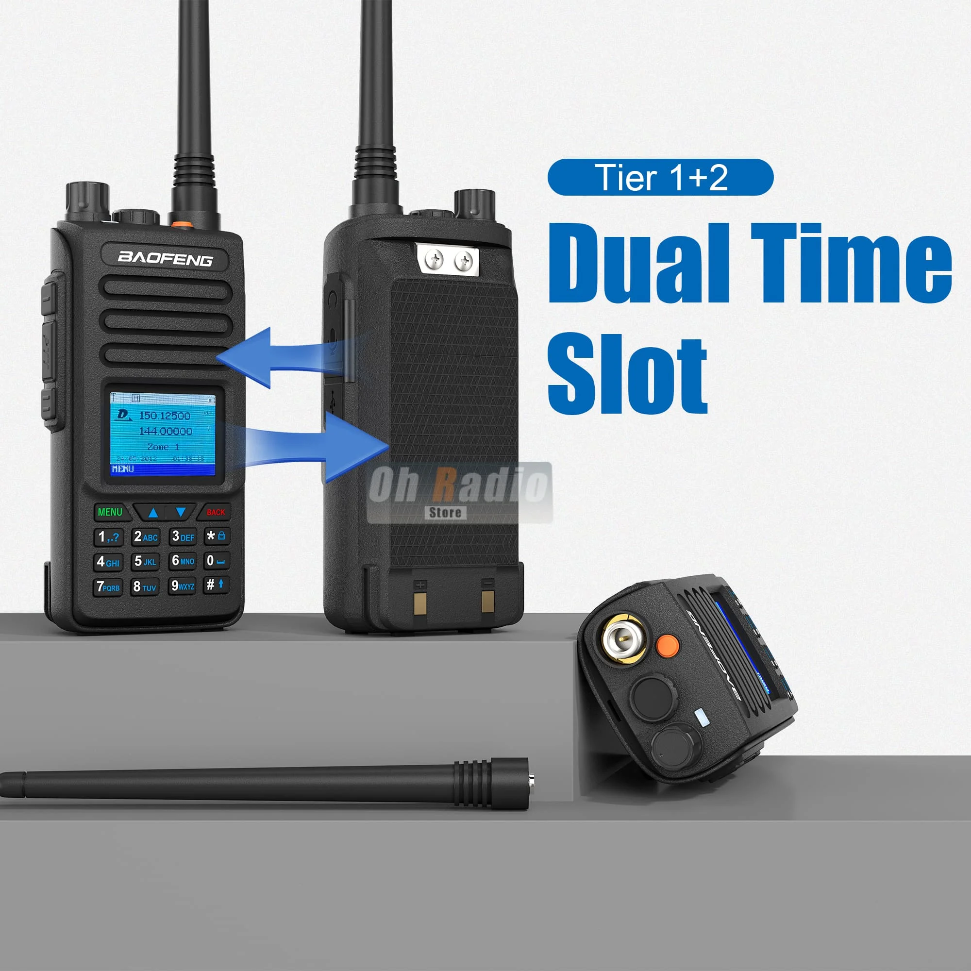 Baofeng DM-1702 GPS Walkie Talkie Digital Mobile Radio AES256 Verschlüsselung SMS Nachricht Digital Tier 1+2 Dual Band Dual Mode Analog