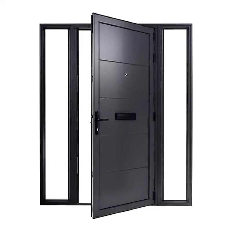 Prezzo all'ingrosso Porta in alluminio Design moderno Ingresso principale in ferro Sicurezza Frontale Esterno in metallo Nuove porte in acciaio con perno