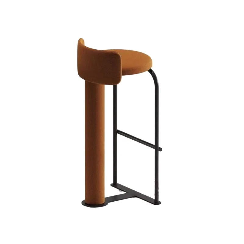 Modern Luxury Velvet Upholstered Bar Stool with Footrest Round Backrest Counter Height Chair for Cafe Bistro & Home Decor