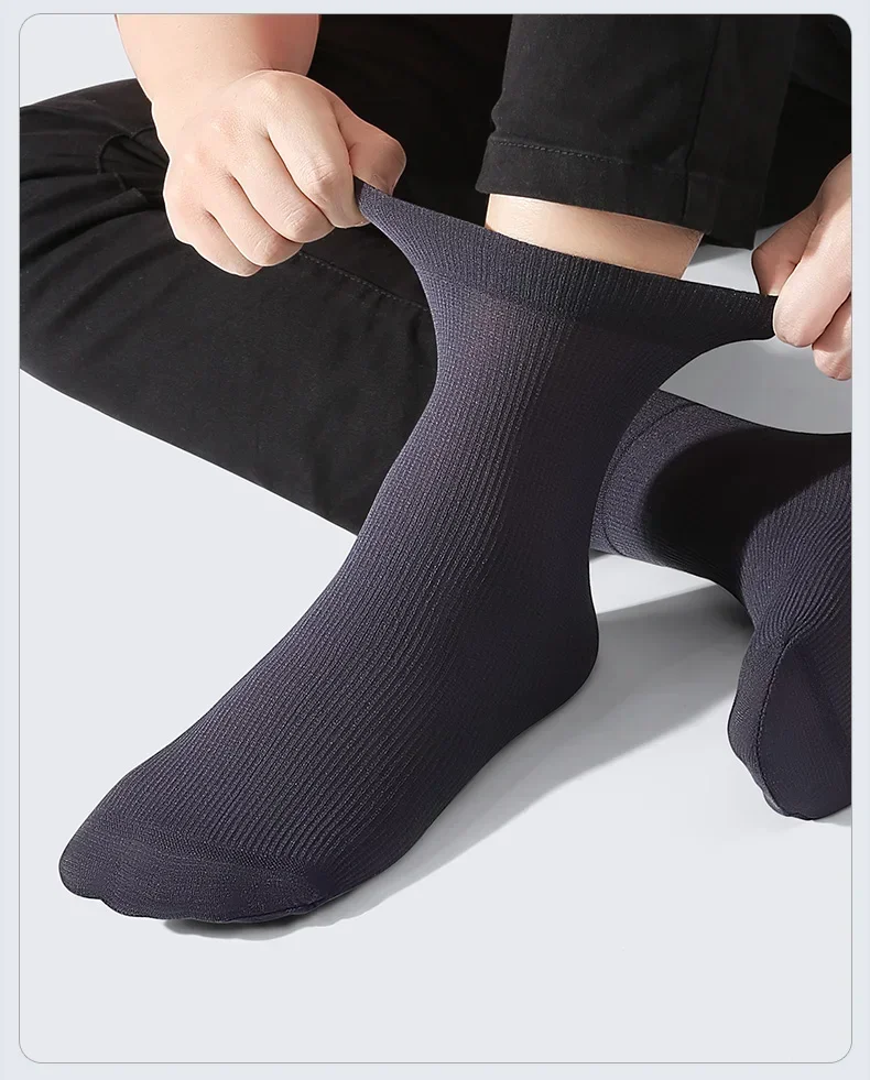 10/20 pares de calcetines de seda de hielo para hombre, calcetines ultrafinos de verano y primavera, calcetines de negocios sólidos, calcetines suaves transpirables, calcetines tobilleros de fibra de bambú