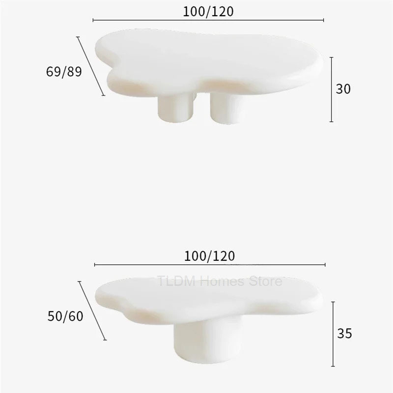 Modern Living Room Café Tables for Café Furniture Irregular White Coffee Table Creative Cream Series Upscale Large Coffee Tables