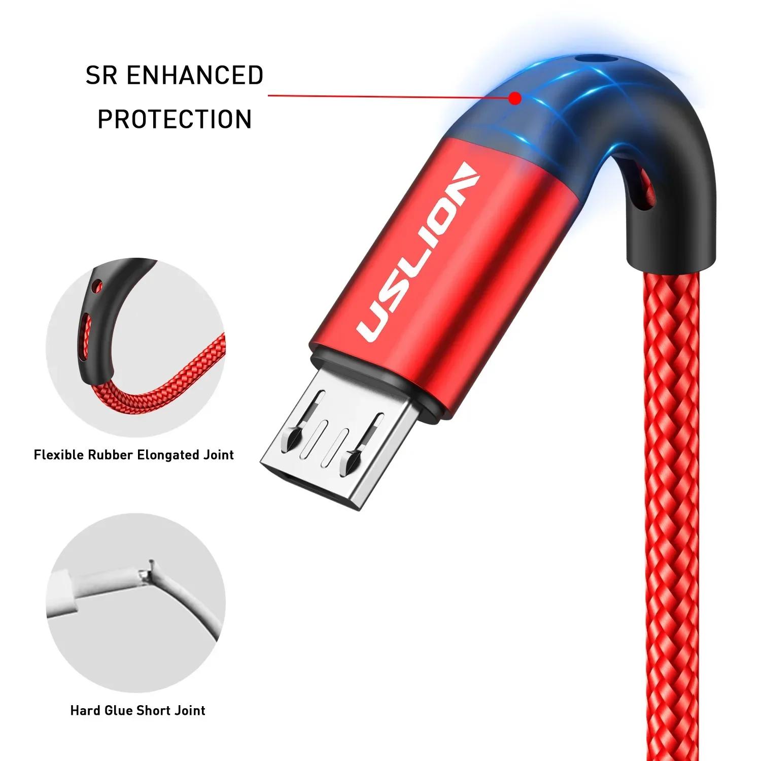 磁気 USB ケーブルタイプ C 3A マイクロ高速充電 USB データケーブルコード電話アクセサリー Android マイクロ USB ケーブル携帯電話レッド