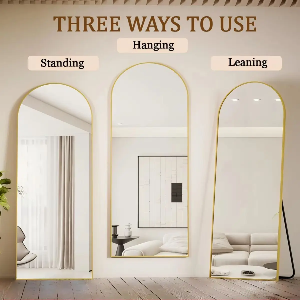 BEAUTYPEAK Arched Full Length Mirror, 71"x26" Full Body Floor Mirror Standing Hanging or Leaning Wall, Full Body Mirror Standing