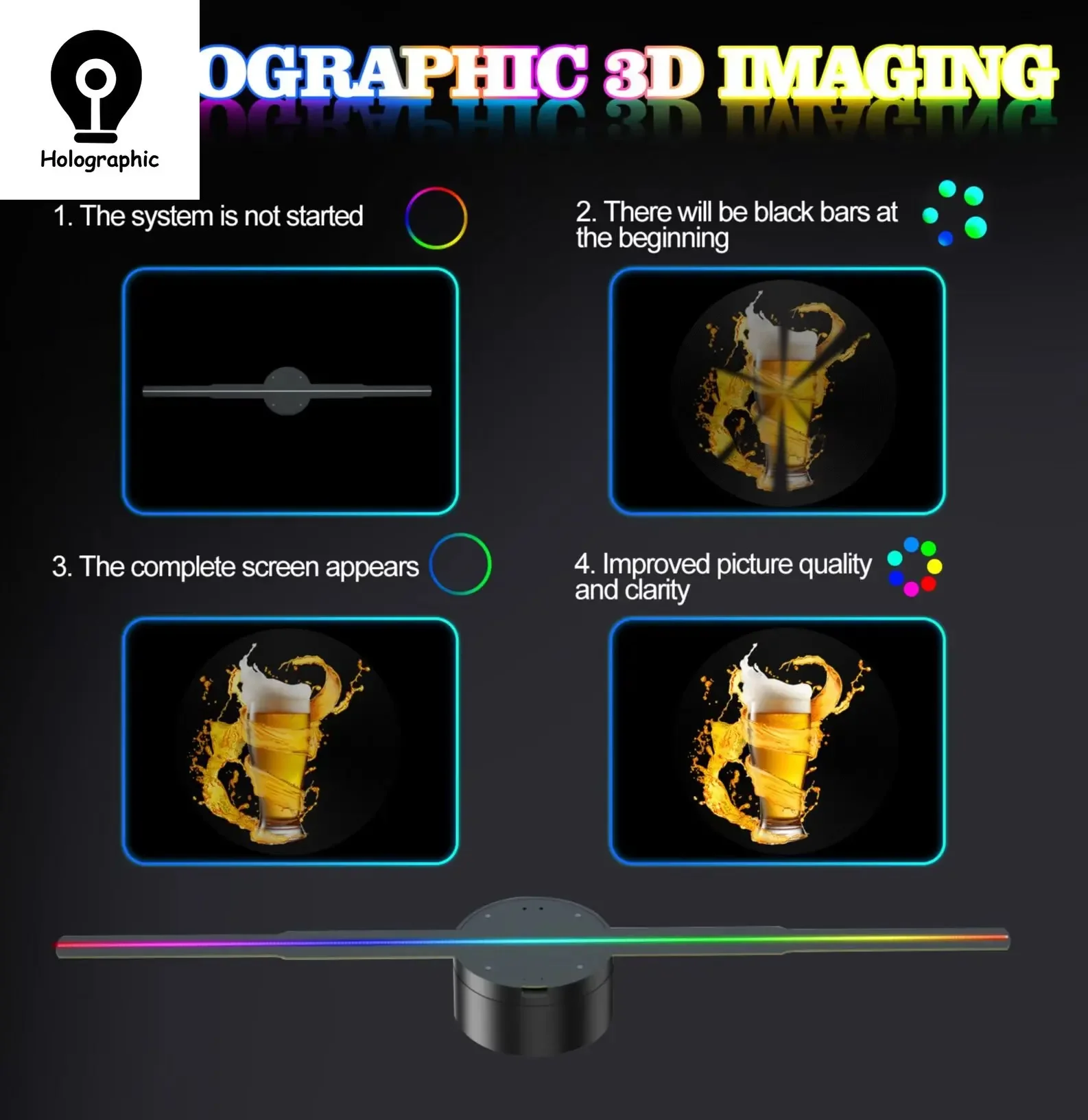 ใหม่ล่าสุด P42-P50 3D พัดลมโฮโลแกรมโปรเจคเตอร์ Wifi Led 3D จอแสดงผลโฆษณาโลโก้ Light โฆษณาแสดงโลโก้