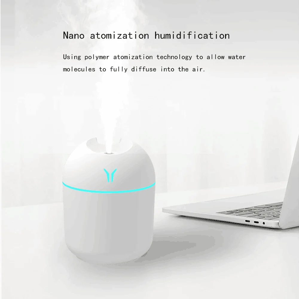 250ML USB Mini Air Humidifier Aroma Essential Oil Diffuser For Home Car Ultrasonic Mute Mist Maker Diffuser with LED Color Lamp