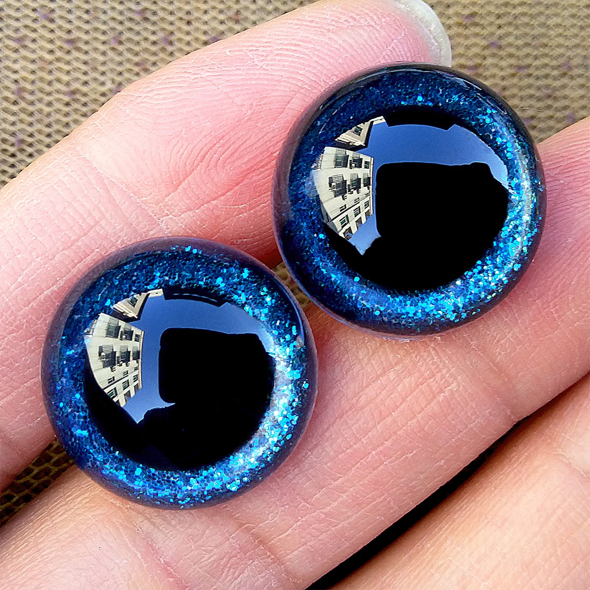 Ojos de seguridad de plástico 3D con purpurina, juguetes de ganchillo, artesanías de Amigurumi grandes, muñecos de punto de felpa, 9/10/12/14/16/18/20/24mm, 10 pares