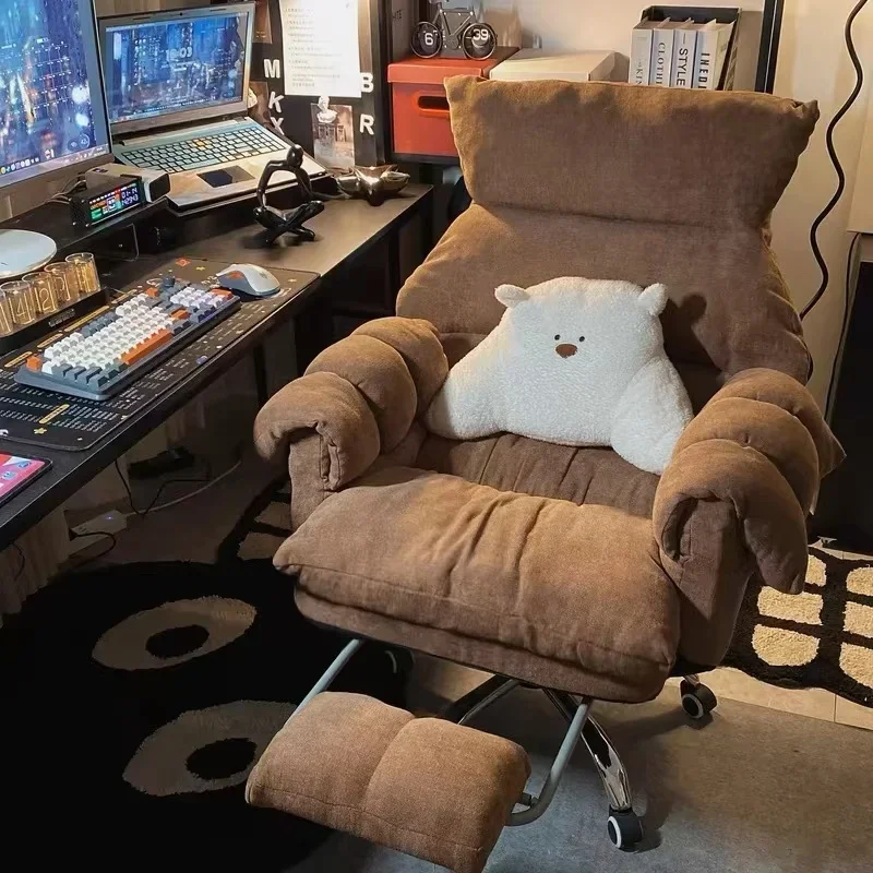 เก้าอี้เขียนสีขาวสบายเกม Pc Room Chaise Longue ออกแบบห้องครัว Ergonomic Gamer Gaming ผ่อนคลายเก้าอี้คอมพิวเตอร์ Lazy