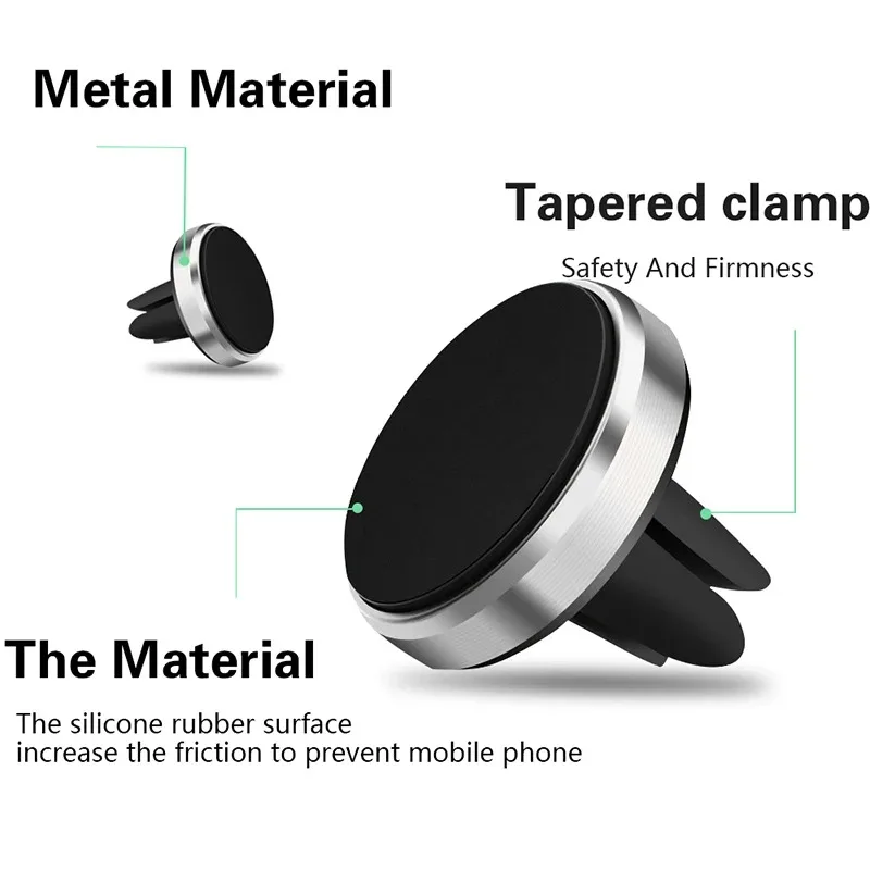 Soporte magnético para teléfono de coche, soporte Universal para salida de aire de coche, soporte magnético para teléfono inteligente para iPhone y Samsung