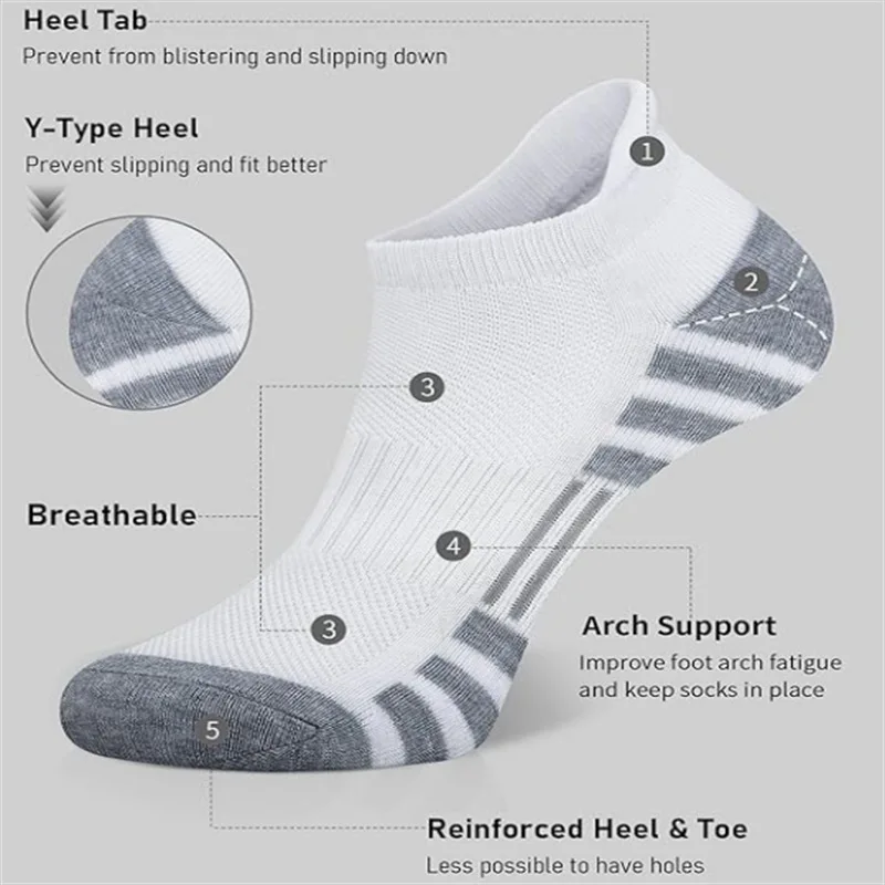 6/24 pares de calcetines deportivos tobilleros para correr, calcetines deportivos acolchados y transpirables de corte bajo para hombres y mujeres