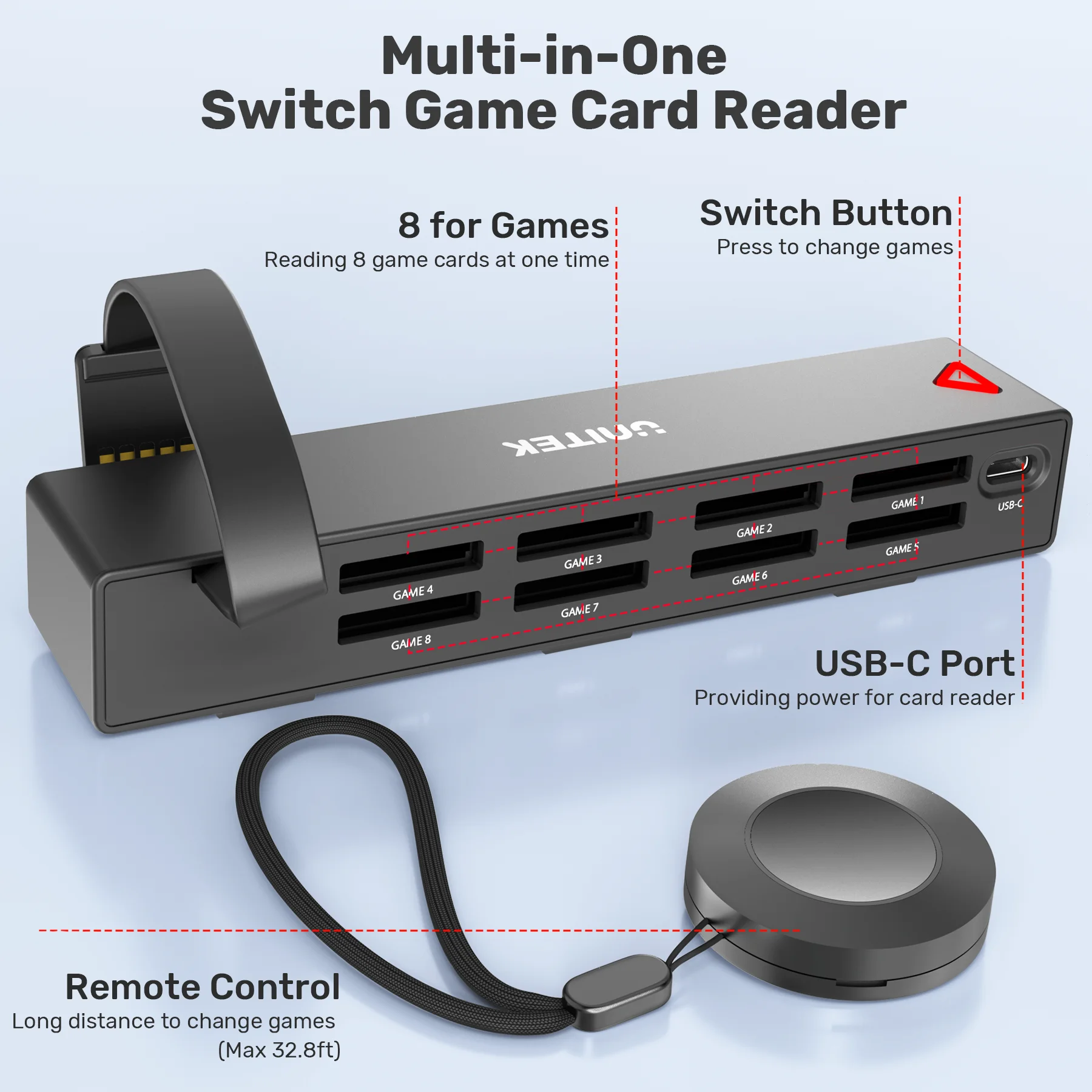 Conmutador de juegos OLED para Nintendo Switch, lector de tarjetas multijuegos de conmutación rápida de una tecla, Control inalámbrico de 5M, accesorios NS
