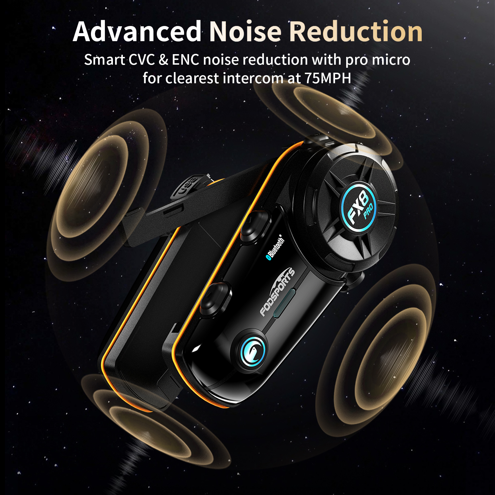 Fodsports FX8 Pro Motorcycle Intercom Bluetooth Helmet Headset 8 Rider 2000M Interphone Communicator,FM Radio