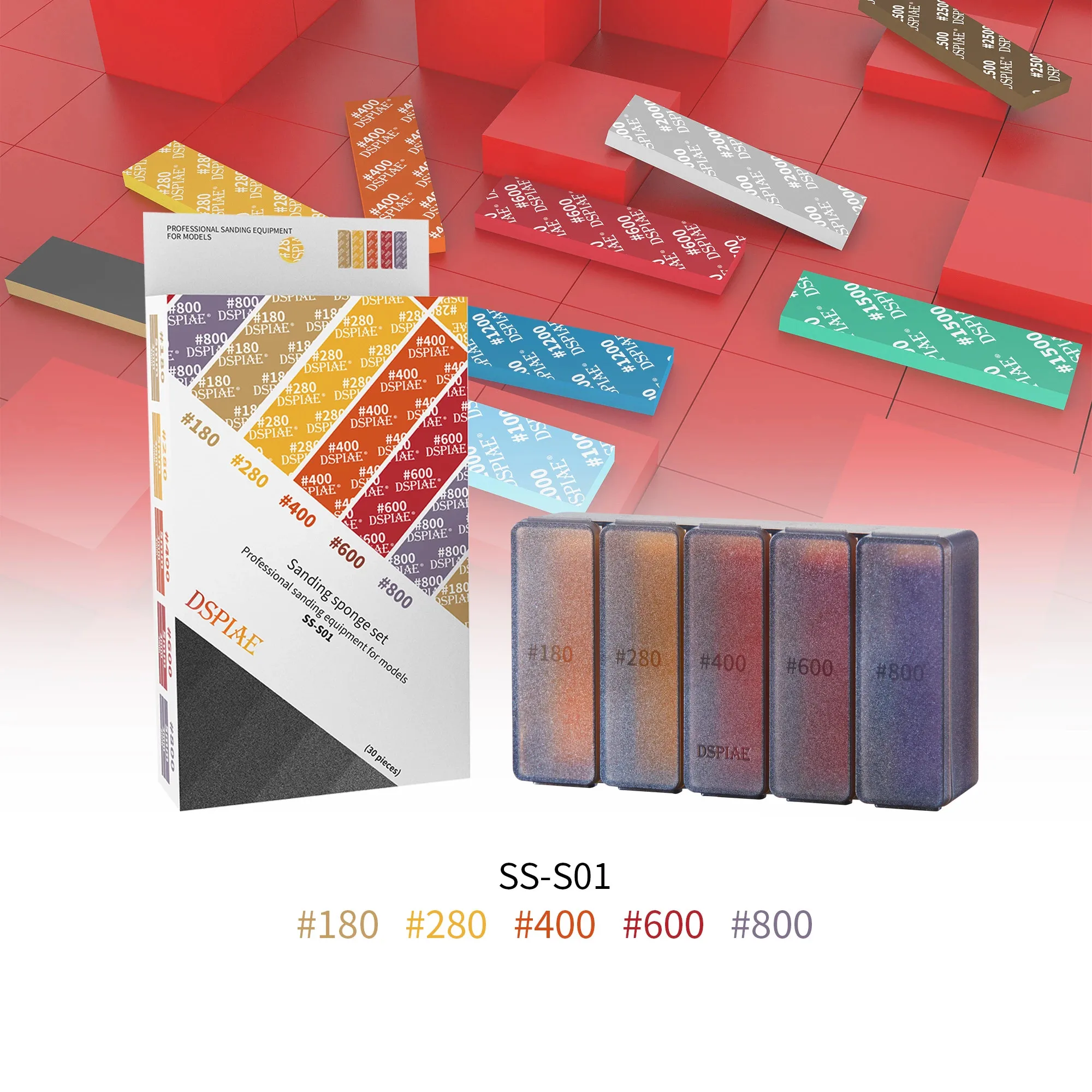 DSPIAE #180~#2500 Sanding Sponge Set Professional Sanding Equipment for Modeler Gundam Hobby DIY Sandpaper Sanding and Polishing