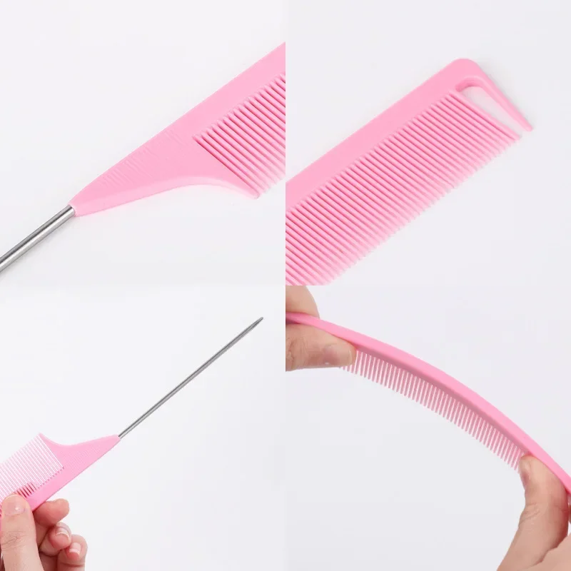 Set di pettini per styling da 3 pezzi pettine per stuzzicare pettine triplo per stuzzicare pettine per coda di topo strumento per spazzolare i bordi della coda dei capelli, speciale per parrucche di capelli veri