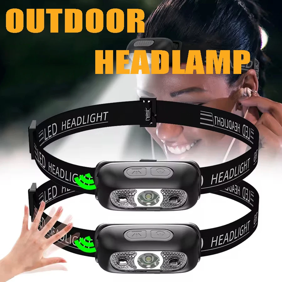 Starke Licht Scheinwerfer Tragbare LED Sensor Scheinwerfer USB Aufladbare Kopf Taschenlampe Outdoor Camping Angeln Notfall Laterne