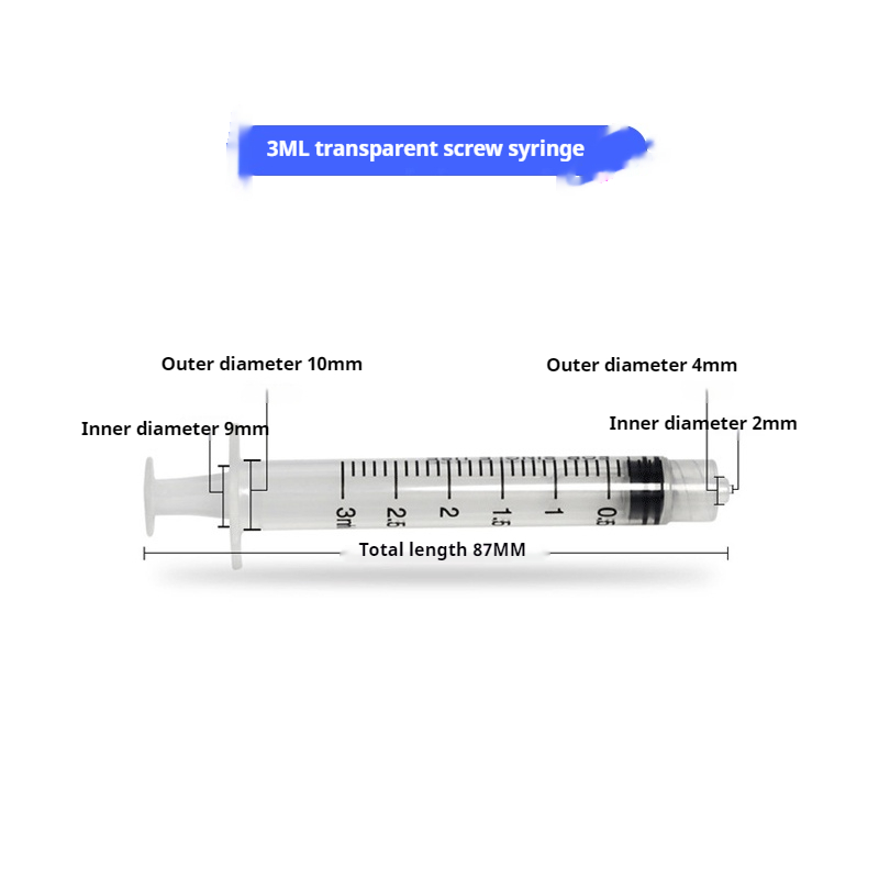 3ml/cc, Sterilized Individually Wrapped Disposable Plastic Syringes with No Needle for Lab use, 100pcs