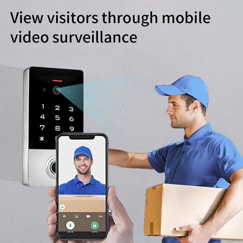 1080P Tuya Video-intercom voor toegangscontrolesysteem voor thuis Wifi vingerafdruk Toegangstoetsenbord Deuropener en intercom zonder monitor