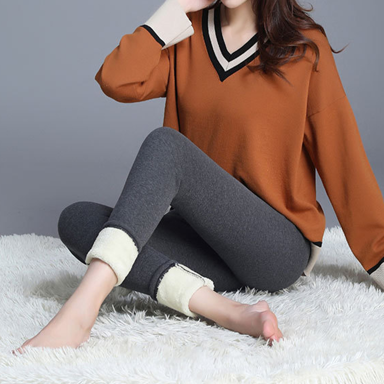 Mallas de invierno para mujer, pantimedias con efecto piel, medias térmicas para mujer, calcetines de felpa translúcidos, pantalones Himere Leggins de lana de cordero