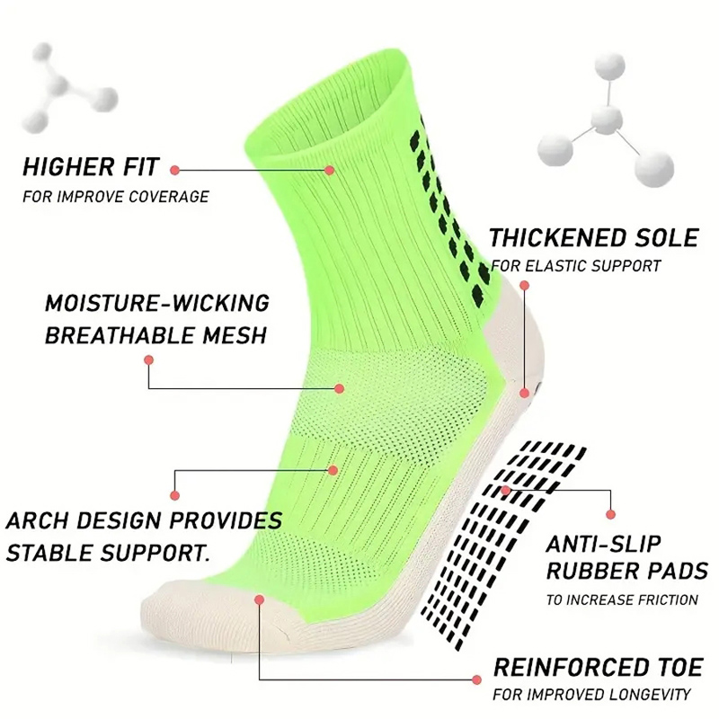 3 คู่ Anti-SLIP ถุงเท้าฟุตบอลผู้ชายผู้หญิงกีฬาถุงเท้าหนา Breathable สบายฟุตบอลบาสเกตบอลวิ่งถุงเท้า Grip