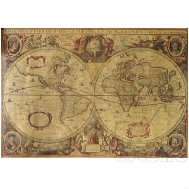 71x50cm Retro Vintage Old World Mapa papel marrón mate Decoración del hogar D5QC