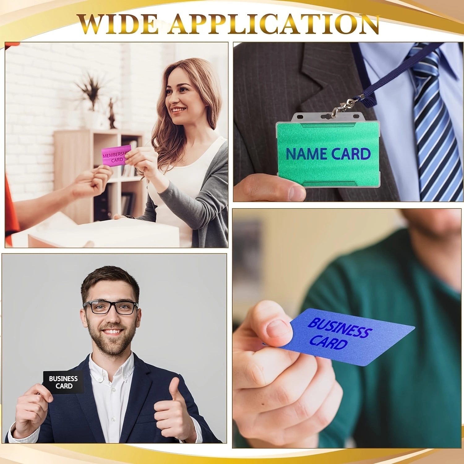 50 ピース/セットポータブル金属名刺カラー仕上げアルミブランクレーザー彫刻カード特別なロゴ印刷事務用品