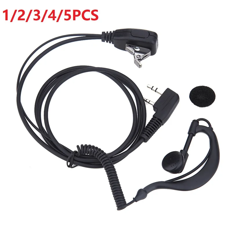 1/2/3/4/5 PCS 2 PIN słuchawka douszna zestaw słuchawkowy PTT MIC 1m zaczep na ucho Walkie Talkie słuchawki douszne słuchawki douszne słuchawki douszne dla UV5R/KENWOOD/HYT