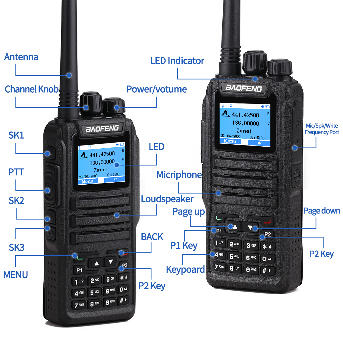 Baofeng DMR DM 1701 Walkie Talkie digitale Dual Mode Radio analogica bidirezionale Open GD77 Dual Time Slot Tier 1 + 2 Ham Radio DR 1801