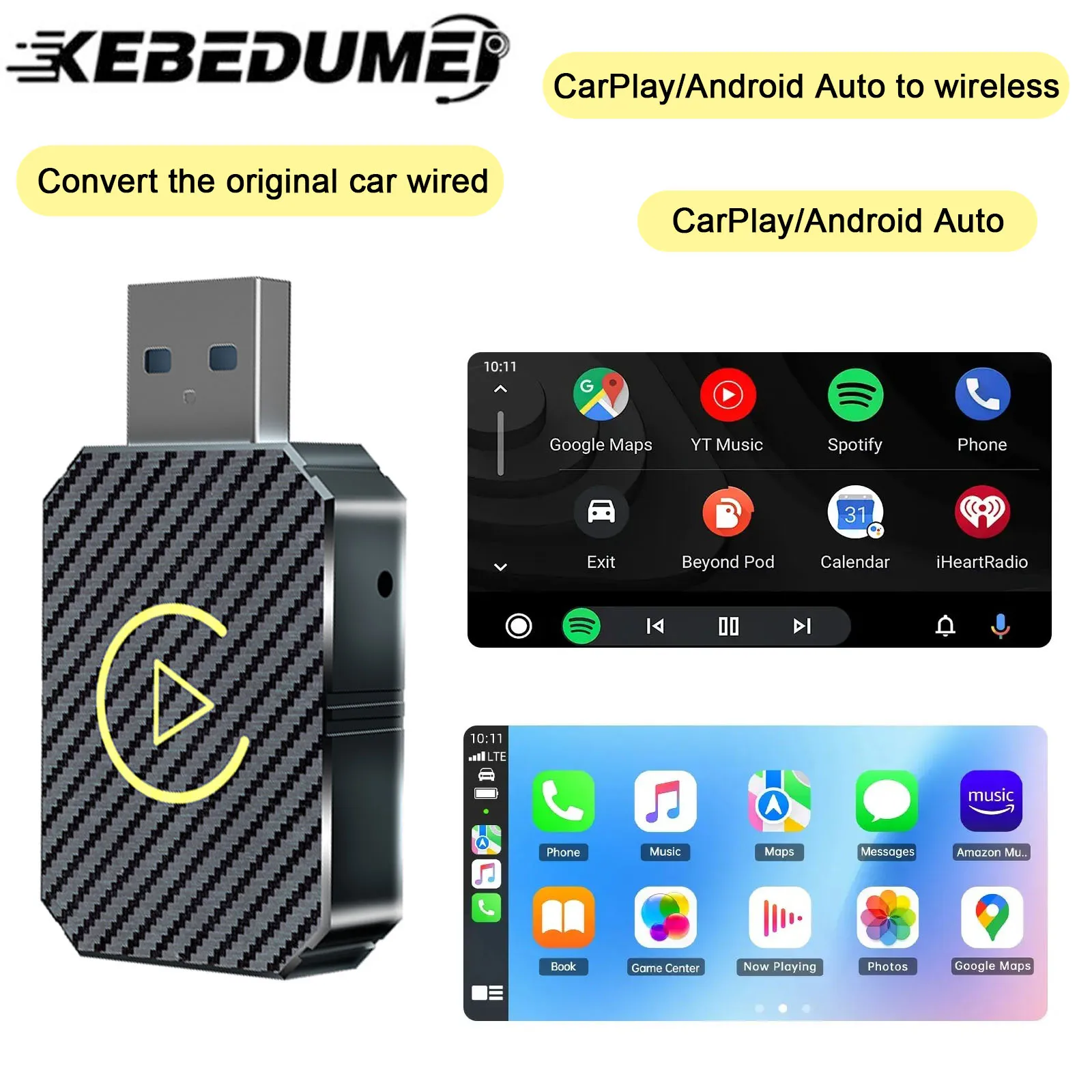 Adaptador inalámbrico CarPlay Android Auto, Mini caja inteligente Plug And Play WiFi, conexión rápida para Havel Kia Volvo Audi MG VW