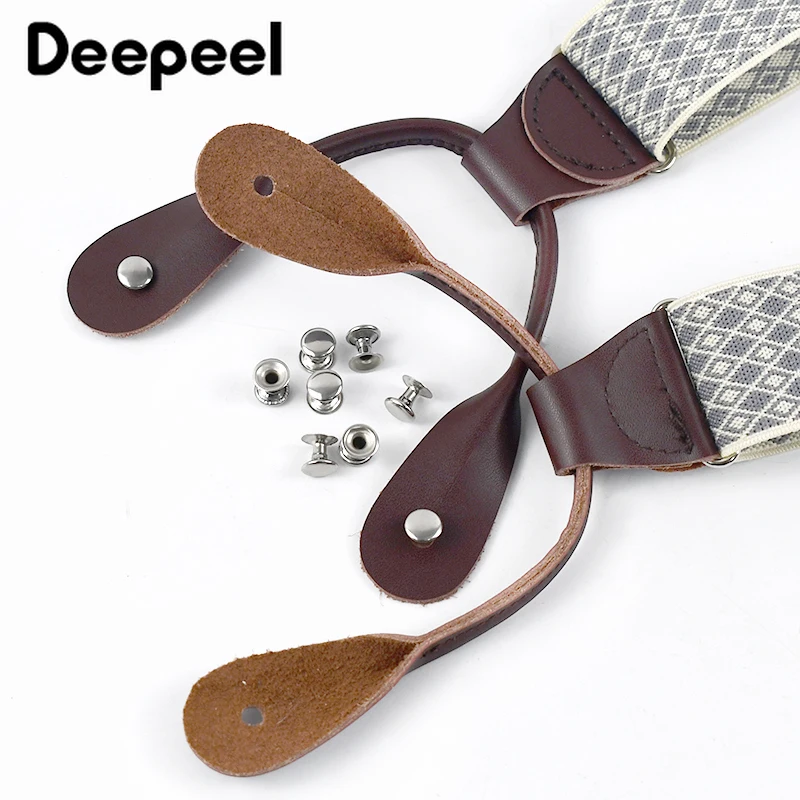 남성용 1Pc 성인 멜빵 35mm 와이드 6 클립 버튼 탄성 스트랩 남자 교정기 정장 바지 Jockstrap 남성용 하네스 액세서리