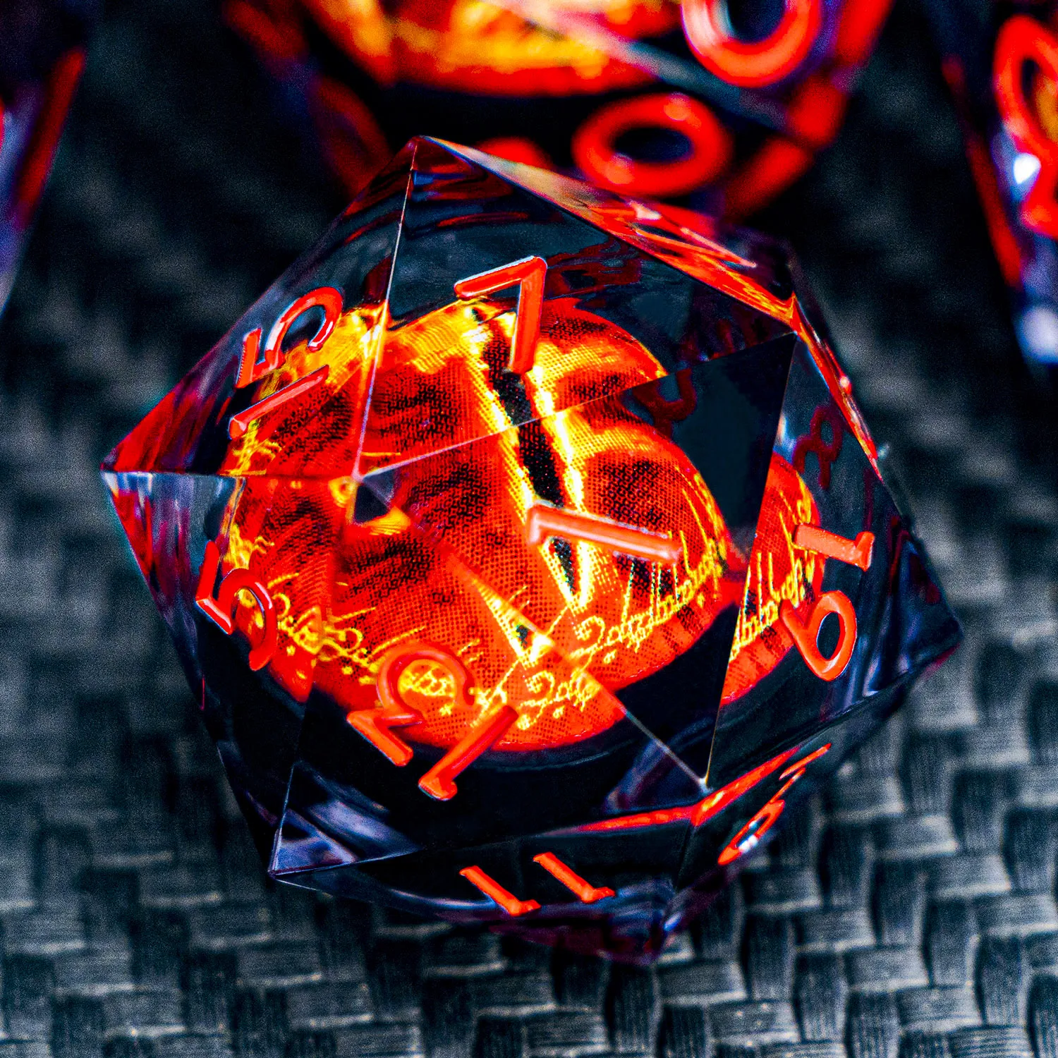Реалистичные кубики Flow Core Eye of Sauron D20 Dnd, набор кубиков из смолы D и Dungeon and Dragon, ролевая игра, 7 шт., D&D, красные кубики с острыми краями