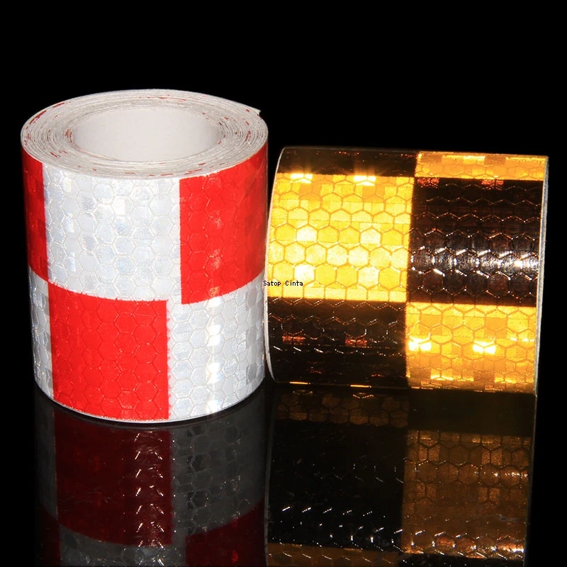 5 ซม.* 5M Checkered รถสติกเกอร์สะท้อนแสงกันน้ําคําเตือนความปลอดภัย Reflector Self-Adhesive เทป Conspicuity สําหรับรถบรรทุกรถจักรยานยนต์