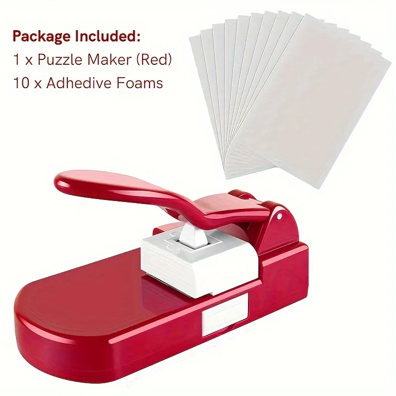 Red Puzzle Maker & 1pc Puzzle Maker with 10pcs Adhesive Foam, Crafts Making Puzzle Scrapbook--Puzzle Mini Tool