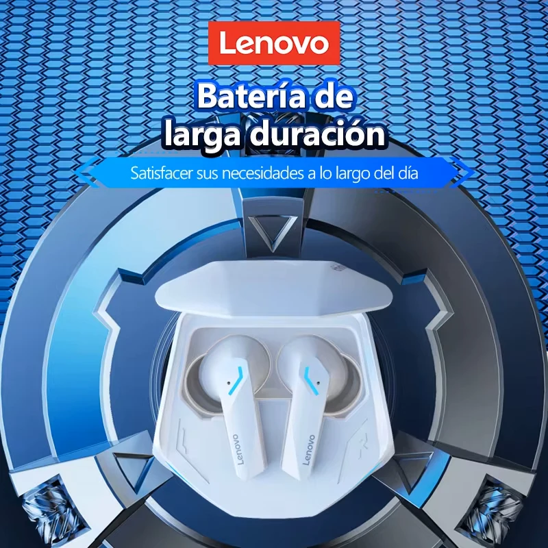 Lenovo Auriculares Inalámbricos GM2 Pro Originales, Cascos con Micrófono, Baja Latencia, Modo Doble de Juegos, Llamadas en HD, Audífonos con Bluetooth 5.3