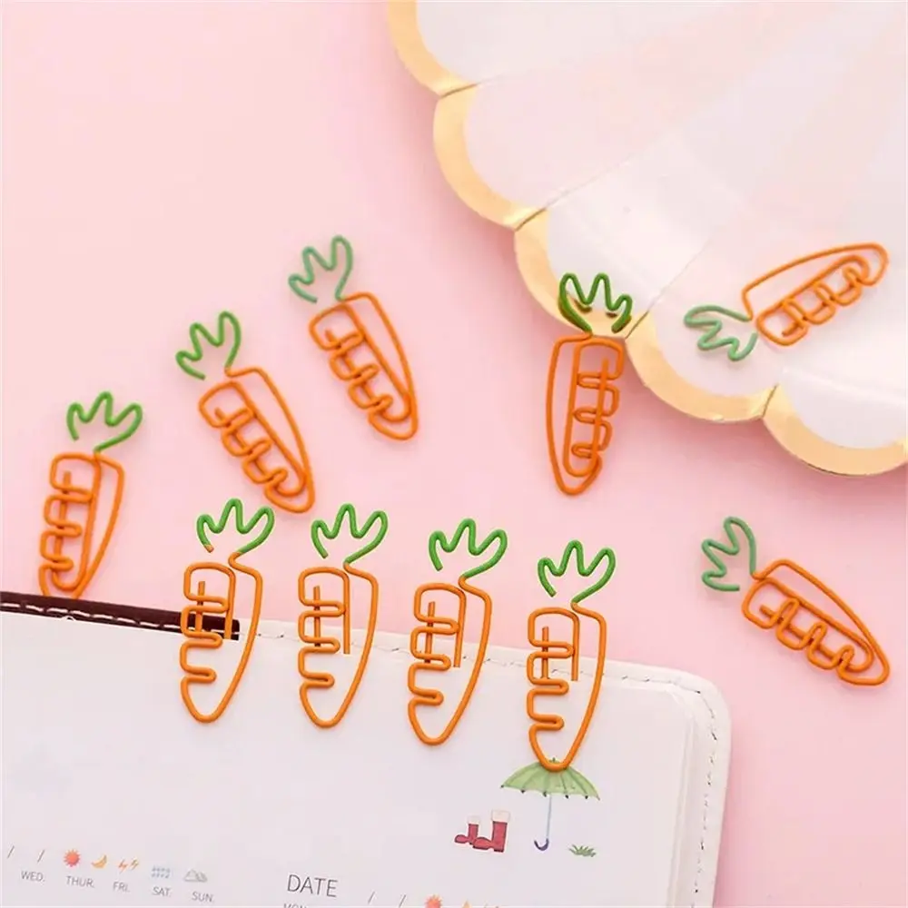 5pcs Carrot Shaped Carrot Paper Clip Reading Assistant Memo Clip Carrot Metal Bookmark Orange Photo Clip School Supply