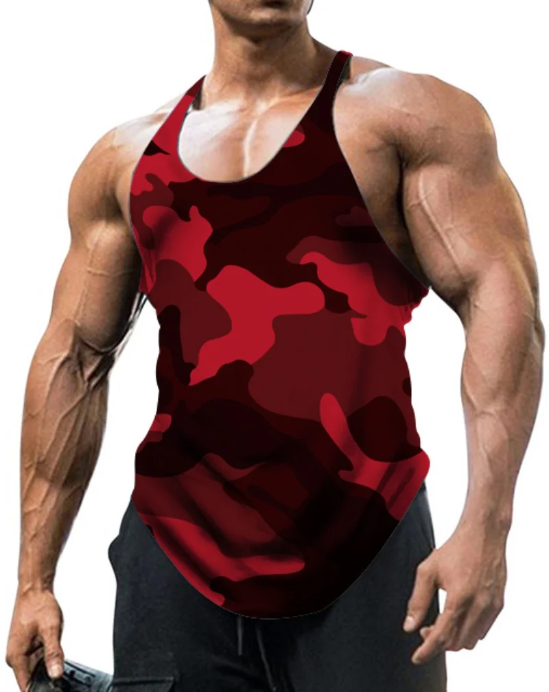 Clearance_Colete masculino de camuflagem fina sem mangas vintage esportivo fitness para treinamento_Visagens contínuas