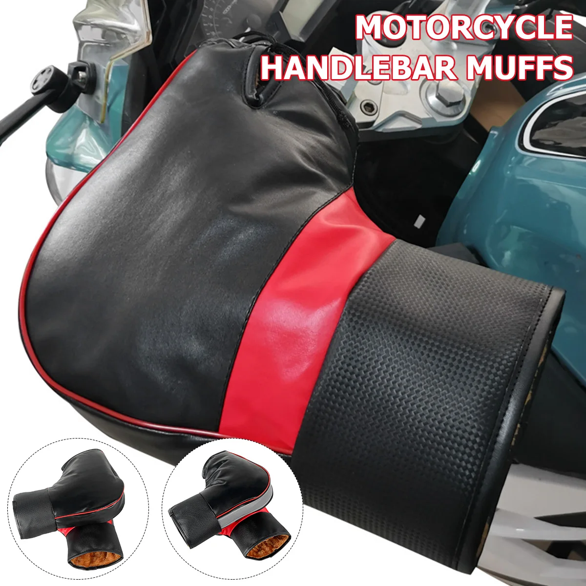 1 par de muffs para guidão de motocicleta, proteção para scooter, grosso e quente, à prova de chuva, luvas aquecedoras de inverno