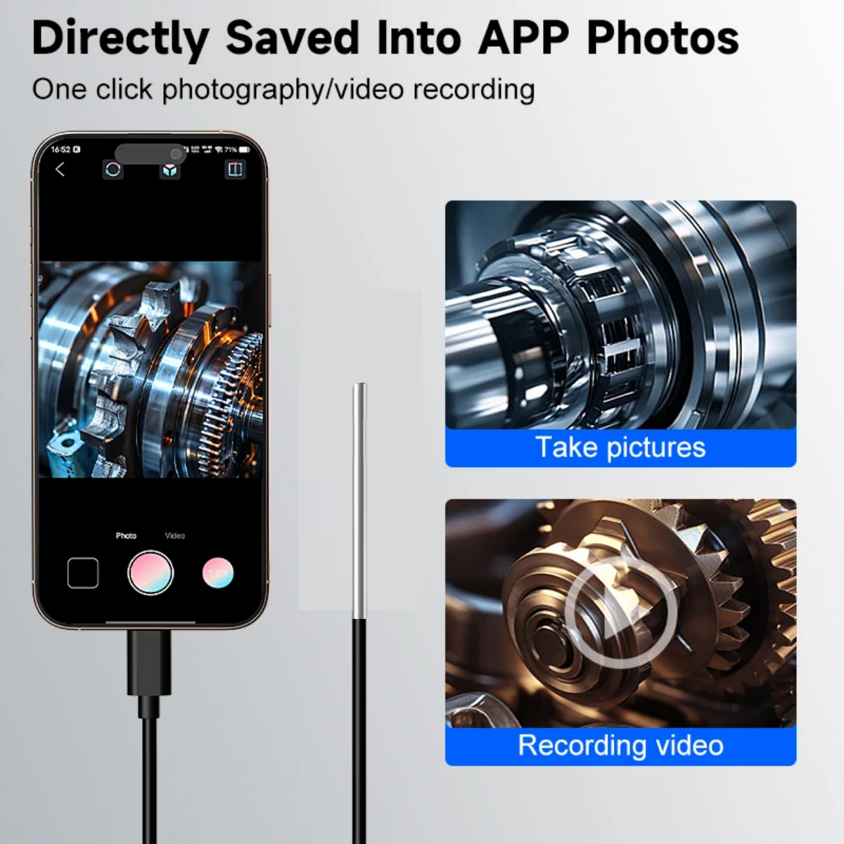 Caméra endoscopique pour Android Apple Iphone IOS Connectez directement 3,9 mm 1 m 720 P