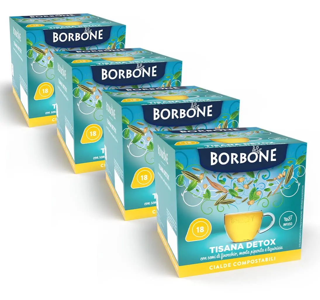 Café Bourbon Tisana Detox - 72 dosettes (4 trousses à crayons de 18 dosettes)-Système ESE