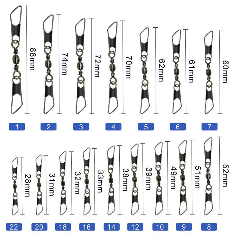 50 Uds rodamiento de bolas barril giratorio anillo sólido doble un enclavamiento Snap conector de Pesca con Pin accesorios de Pesca Pesca
