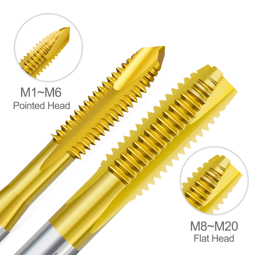 HSS Титановое покрытие Саморез Сверло M2 M2.5 M3 M3.5 M4 M5 M6 M8 M10 M12 Метрический метчик с прямой канавкой Ручные инструменты