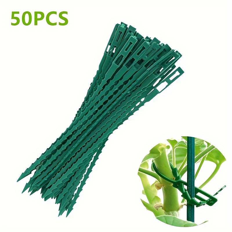 Fascette per cavi riutilizzabili in plastica regolabili da 50 pezzi Fascette per cavi riutilizzabili per albero da giardino Supporto per arrampicata Pianta Vite Clip per stelo di pomodoro