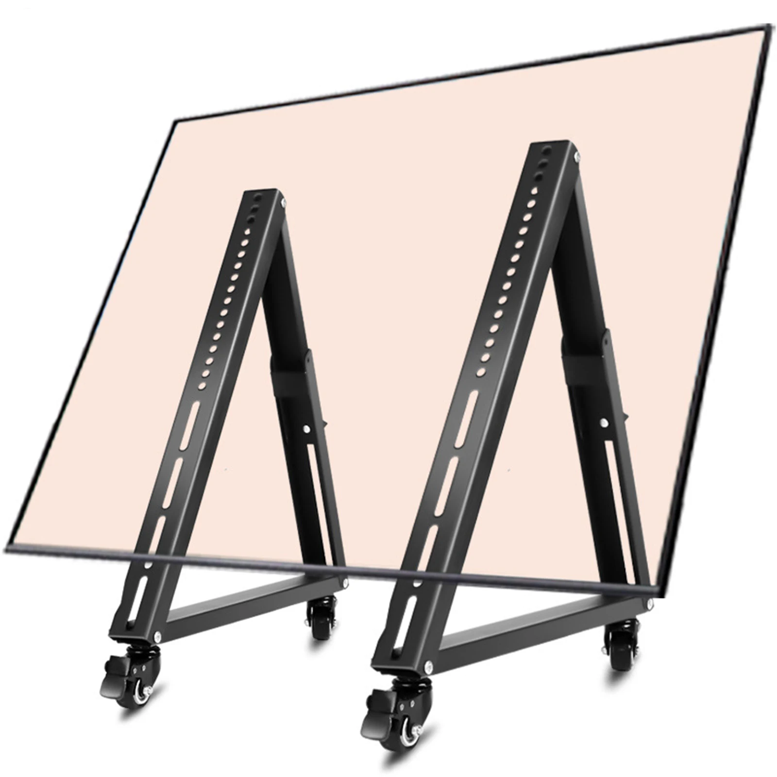 2x Low Height Mobile TV Stand Space Saving Stable Metal Rolling TV Stand with Wheel Monitor Floor Stand Cart for LCD Conferences