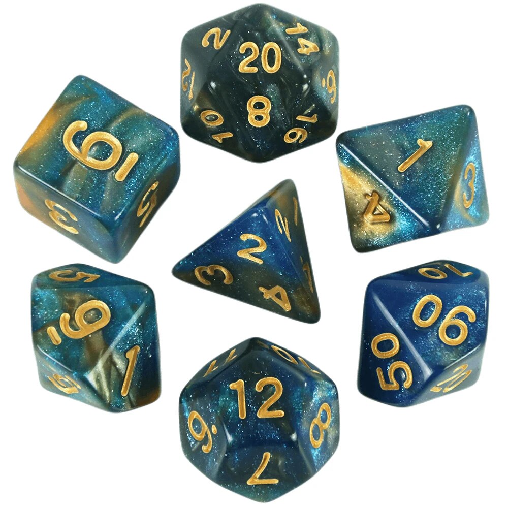 Dice Set Board Games Roll Dice Galaxy Theme Polyhedral Dice Set Amazing Colourful Universe Effect For DND Accessories