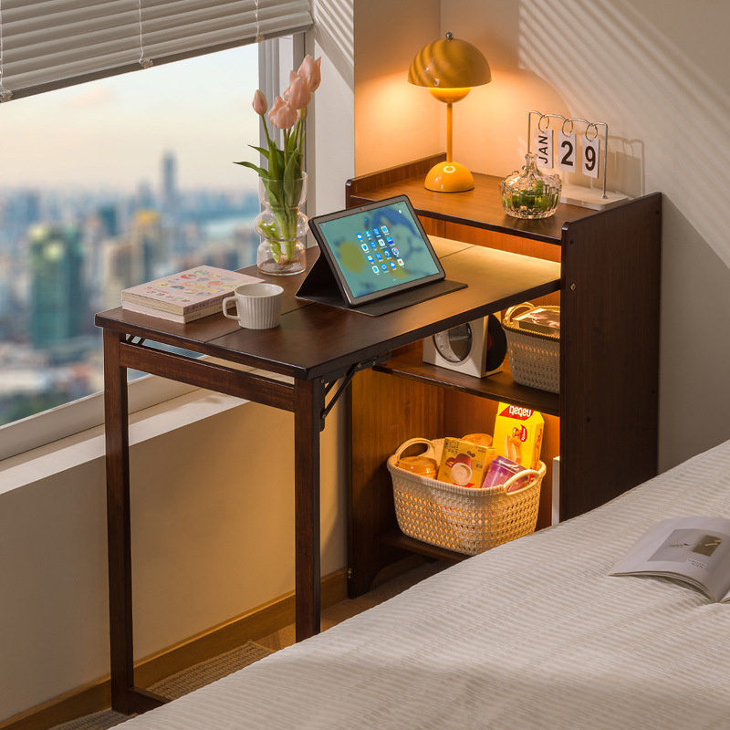 Solid wood folding desk student household computer desk bedroom small apartment bedside study small table simple desk
