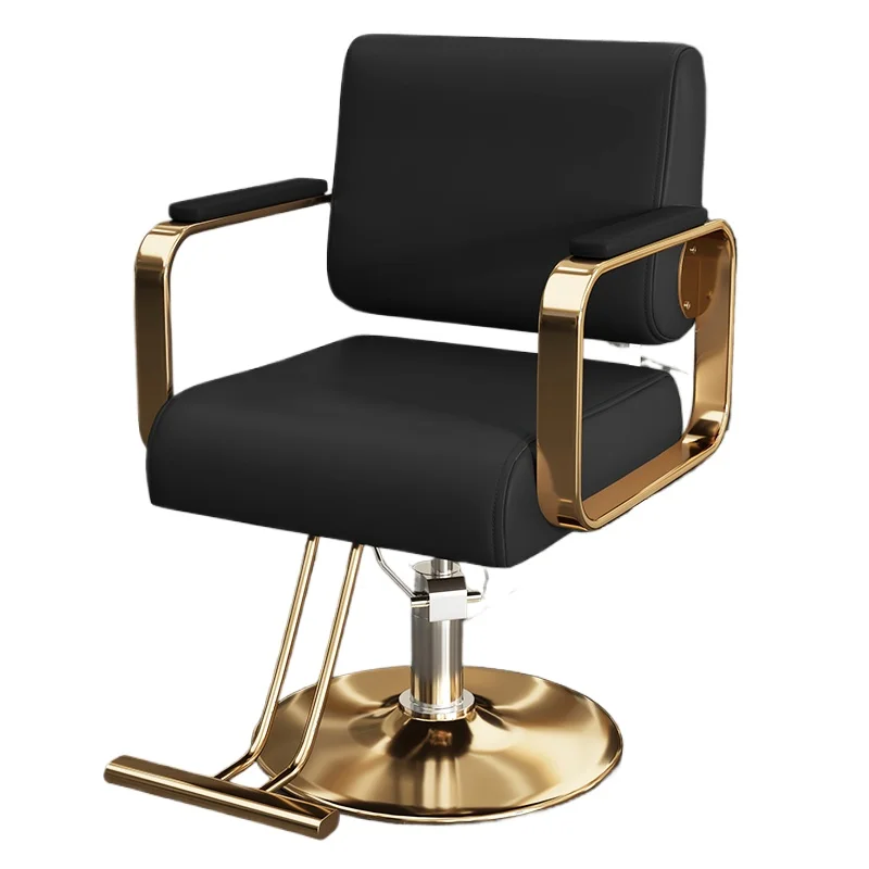 Poltrona da barbiere di lusso per barbiere Poltrona da barbiere progettata girevole in oro personalizzata Mobili per salone di bellezza Cadeira De Barbeiro