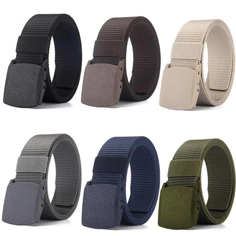 Cinturón de nailon con hebilla automática, cinturón de lona para exteriores a la moda para hombre, herramientas de caza y senderismo, accesorios de ropa de caza