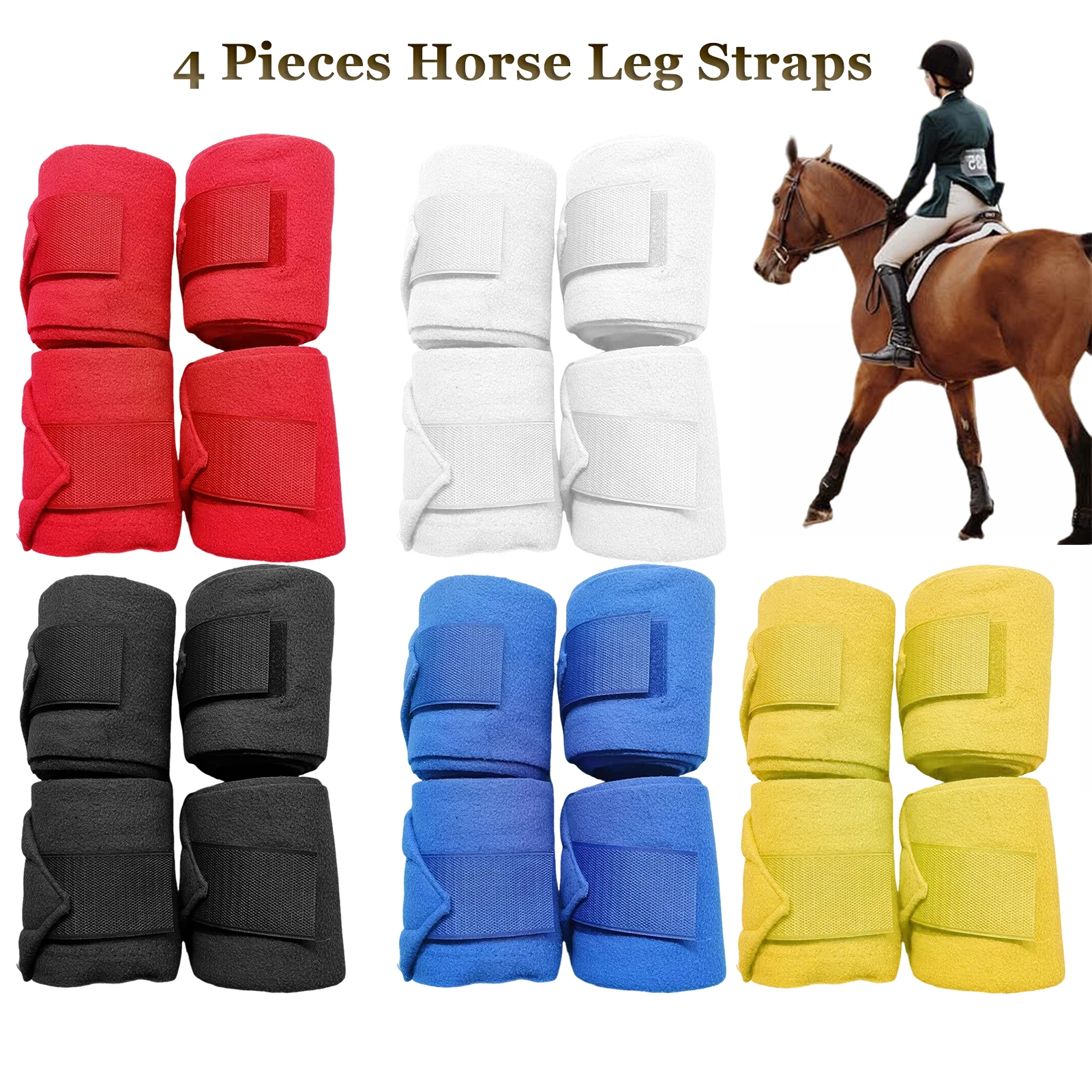 Vendajes para patas de caballo, 4 piezas, envolturas para patas delanteras de caballo, protector de 98 pulgadas, accesorios ecuestres suaves, vendaje Protector frontal