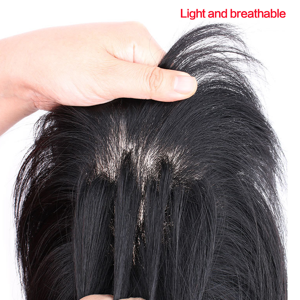 Base de seda peruca masculina sistema de cabelo do laço perucas 100% cabelo humano masculino prótese de cabelo peruca asiática homem cabelo natural peruca