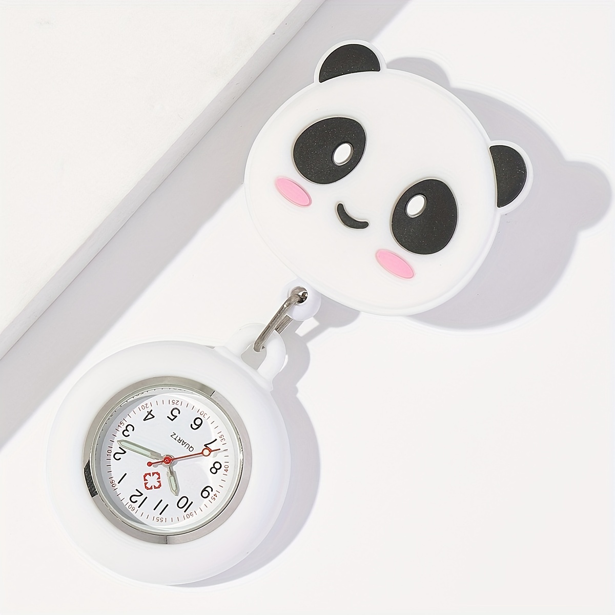 Niedliche Panda-Krankenschwester-Quarz-Taschenuhr mit dehnbarem Band, Weltzeitfunktion, stilvolles funktionelles Geschenk, Pflegezubehör