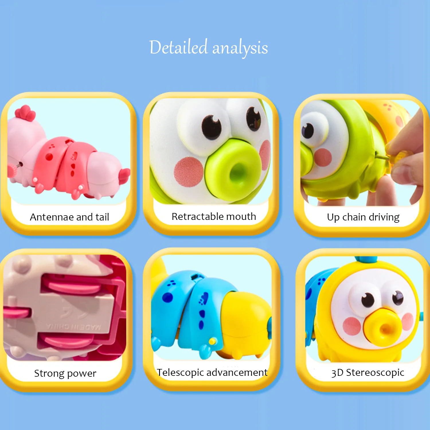 Chain up colored caterpillar children's toys, clockwork cartoon cute parent-child interactive toys