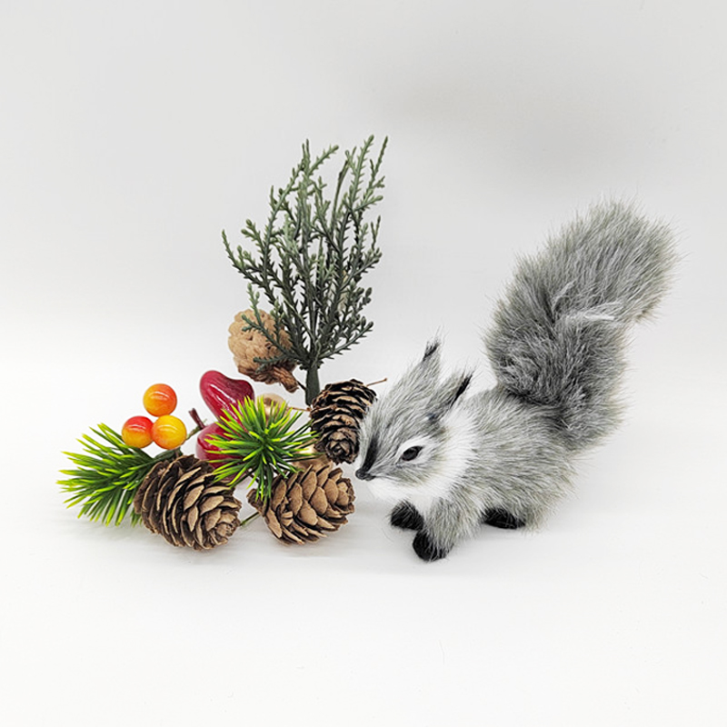 Figuras de animales de ardilla de simulación, miniaturas artificiales de ardilla falsa, adornos de árbol de jardín, decoración de mesa de Navidad para el hogar